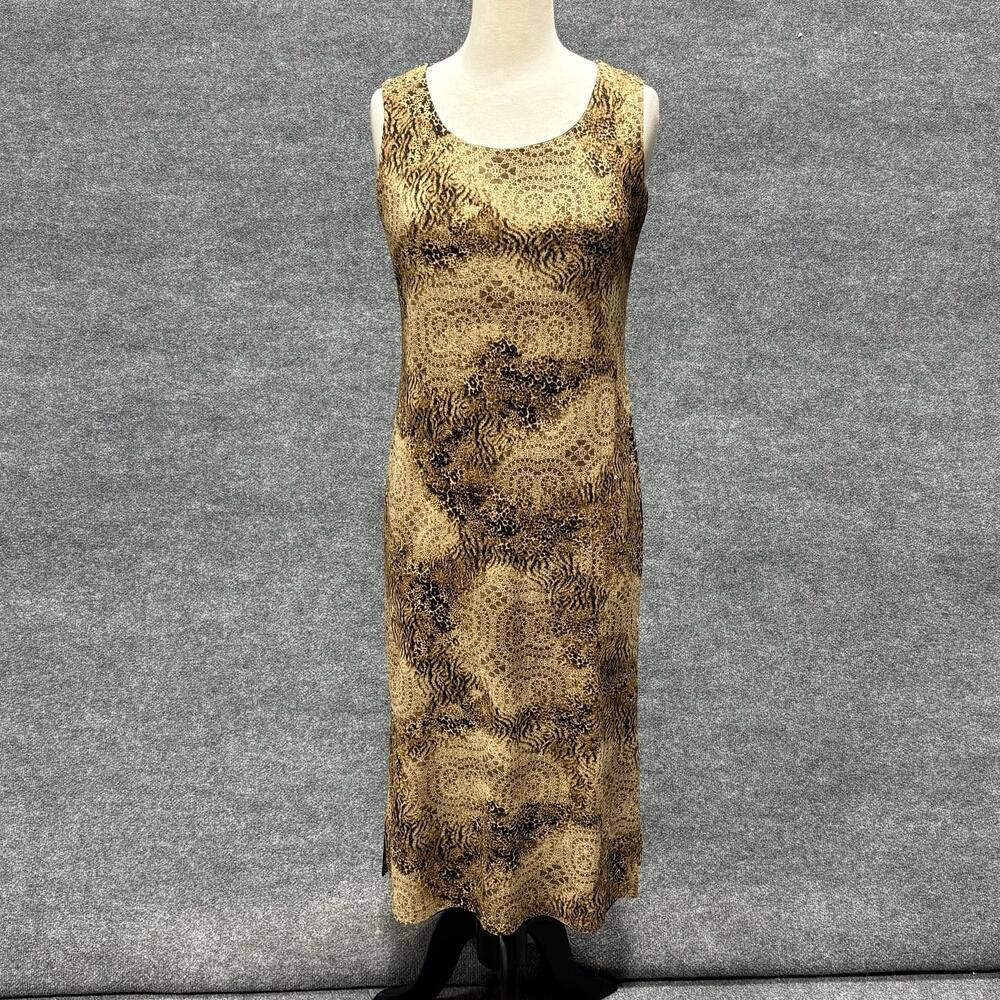 Jessica Howard Dress Womens 6P Brown Leopard Print Sleeveless Maxi Lined Sheath
